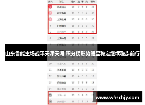 山东鲁能主场战平天津天海 积分榜形势略显稳定继续稳步前行